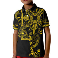 Filipino Sun Tribal Tattoo Kid Polo Shirt Philippines Inspired Barong Simple Gold