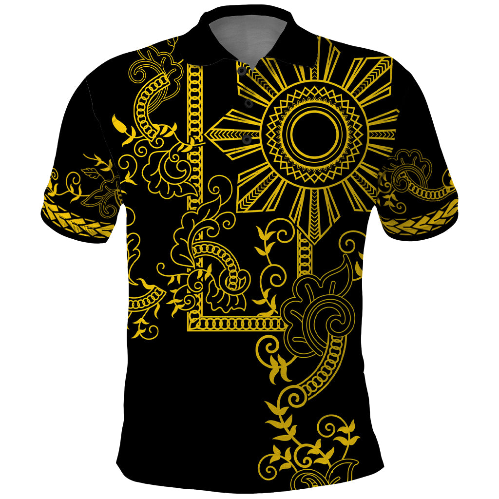 Filipino Sun Tribal Tattoo Polo Shirt Philippines Inspired Barong Simple Gold