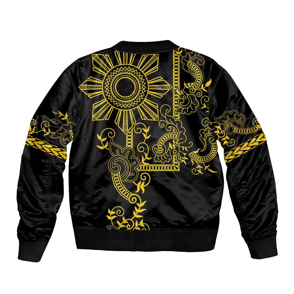Filipino Sun Tribal Tattoo Sleeve Zip Bomber Jacket Philippines Inspired Barong Simple Gold