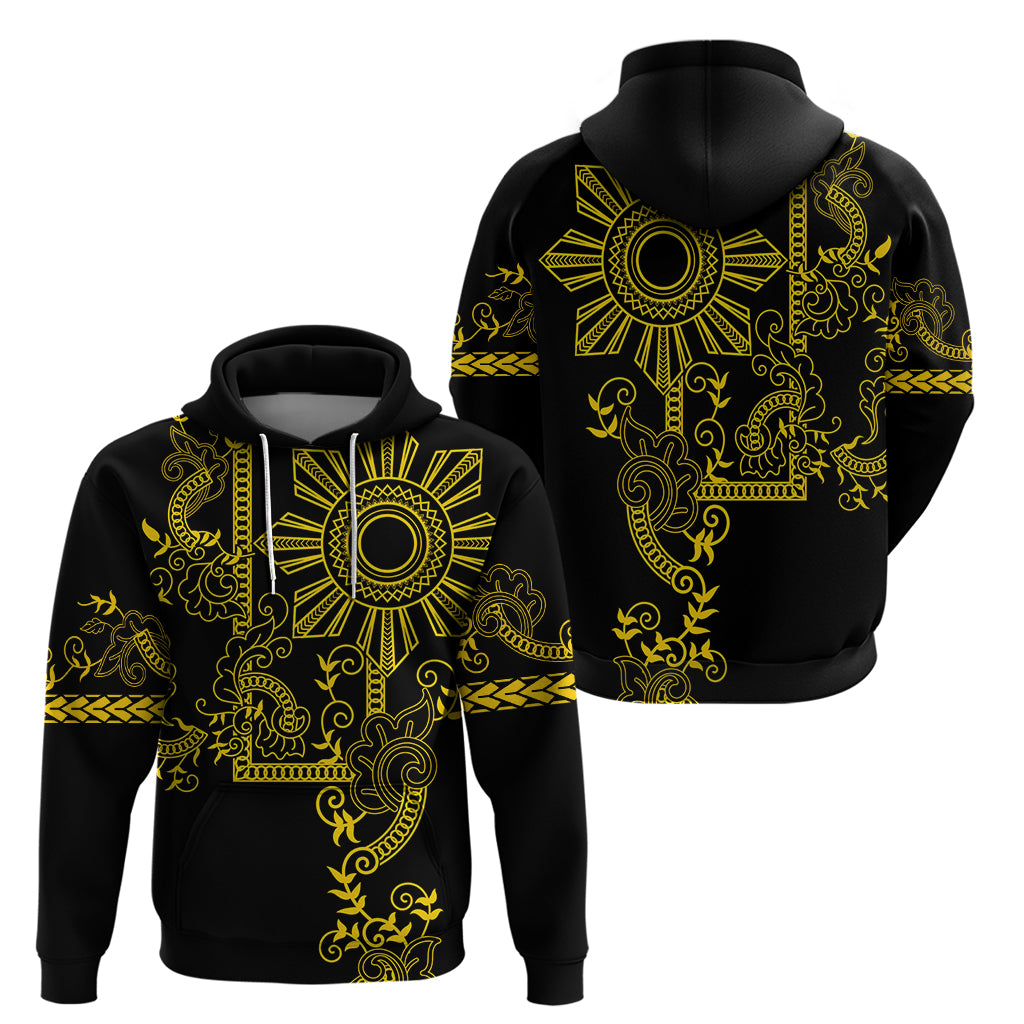 Filipino Sun Tribal Tattoo Zip Hoodie Philippines Inspired Barong Simple Gold