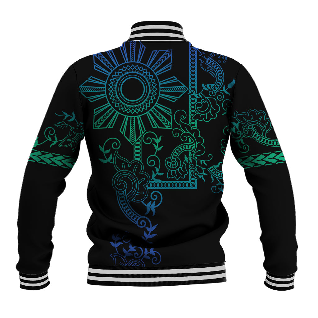 Filipino Sun Tribal Tattoo Baseball Jacket Philippines Inspired Barong Blue Art