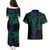Filipino Sun Tribal Tattoo Couples Matching Puletasi and Hawaiian Shirt Philippines Inspired Barong Blue Art