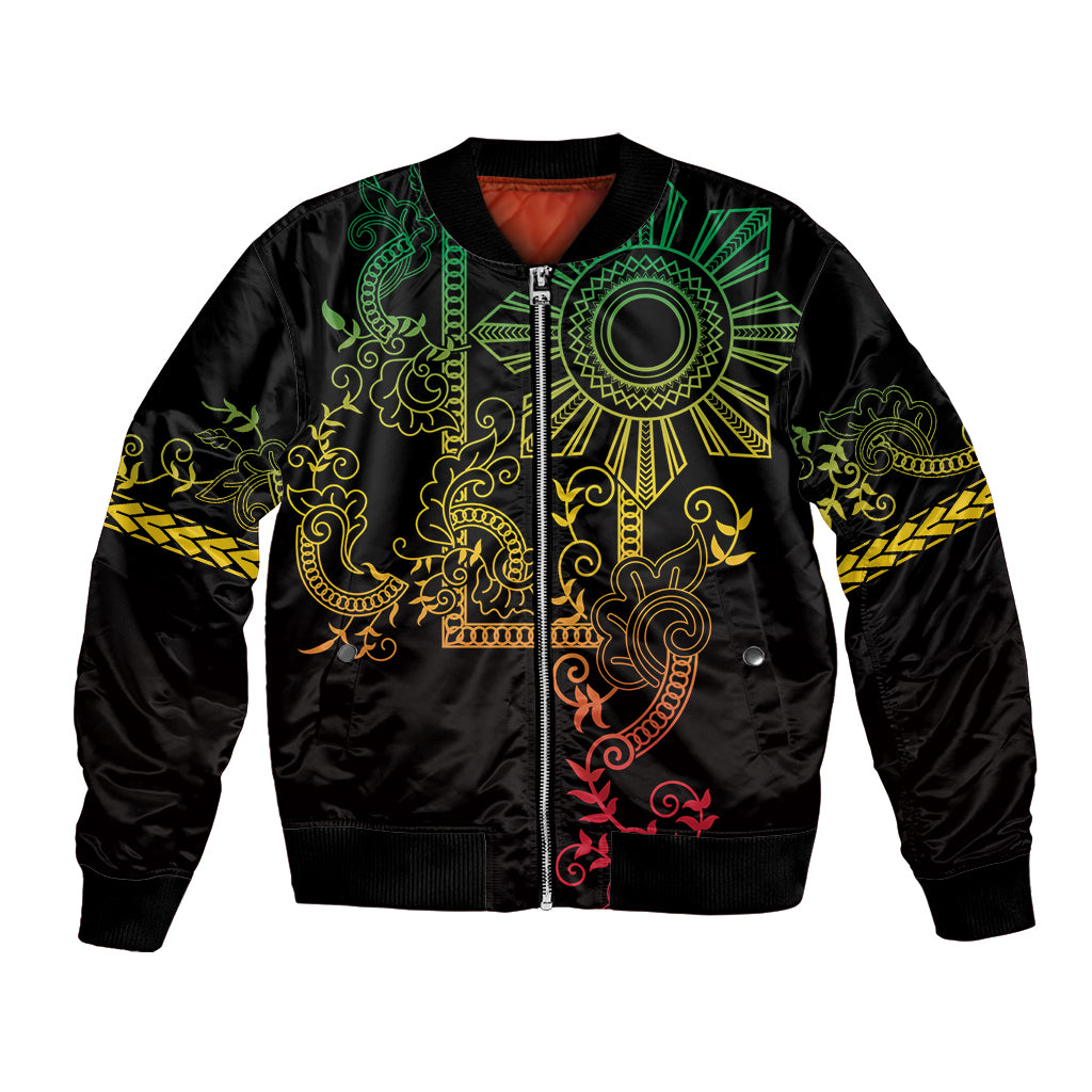 Filipino Sun Tribal Tattoo Bomber Jacket Philippines Inspired Barong Reggae Art LT9 Unisex Reggae - Polynesian Pride