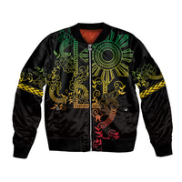 Filipino Sun Tribal Tattoo Bomber Jacket Philippines Inspired Barong Reggae Art LT9 Unisex Reggae - Polynesian Pride