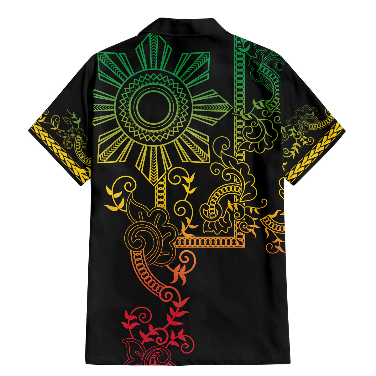 Filipino Sun Tribal Tattoo Family Matching Mermaid Dress and Hawaiian Shirt Philippines Inspired Barong Reggae Art