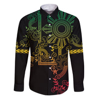 Filipino Sun Tribal Tattoo Family Matching Mermaid Dress and Hawaiian Shirt Philippines Inspired Barong Reggae Art