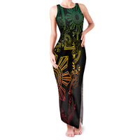 Filipino Sun Tribal Tattoo Family Matching Tank Maxi Dress and Hawaiian Shirt Philippines Inspired Barong Reggae Art