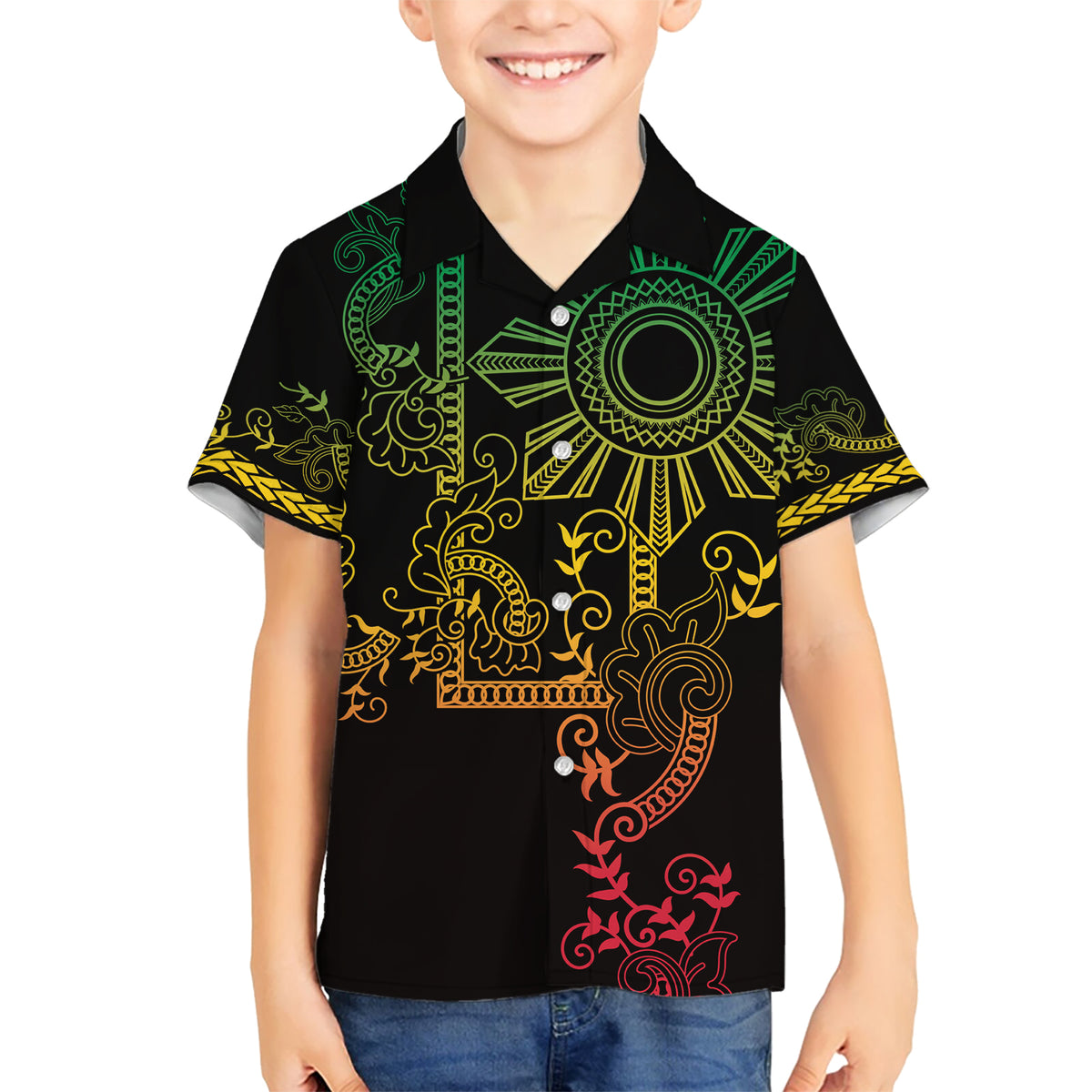 Filipino Sun Tribal Tattoo Hawaiian Shirt Philippines Inspired Barong Reggae Art