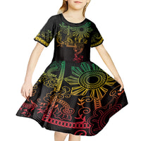 Filipino Sun Tribal Tattoo Kid Short Sleeve Dress Philippines Inspired Barong Reggae Art