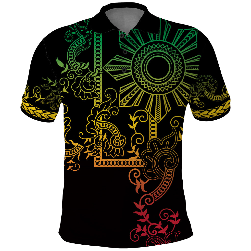 Filipino Sun Tribal Tattoo Polo Shirt Philippines Inspired Barong Reggae Art