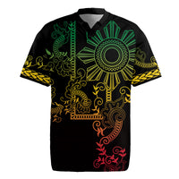Filipino Sun Tribal Tattoo Rugby Jersey Philippines Inspired Barong Reggae Art