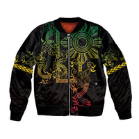 Filipino Sun Tribal Tattoo Sleeve Zip Bomber Jacket Philippines Inspired Barong Reggae Art
