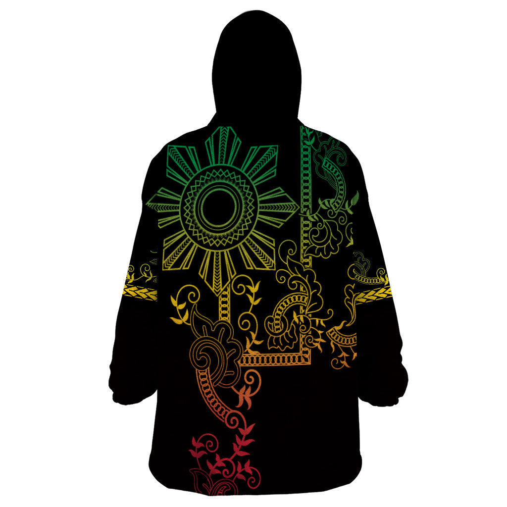 Filipino Sun Tribal Tattoo Wearable Blanket Hoodie Philippines Inspired Barong Reggae Art