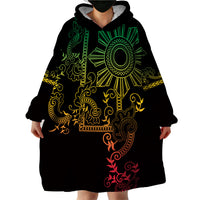 Filipino Sun Tribal Tattoo Wearable Blanket Hoodie Philippines Inspired Barong Reggae Art