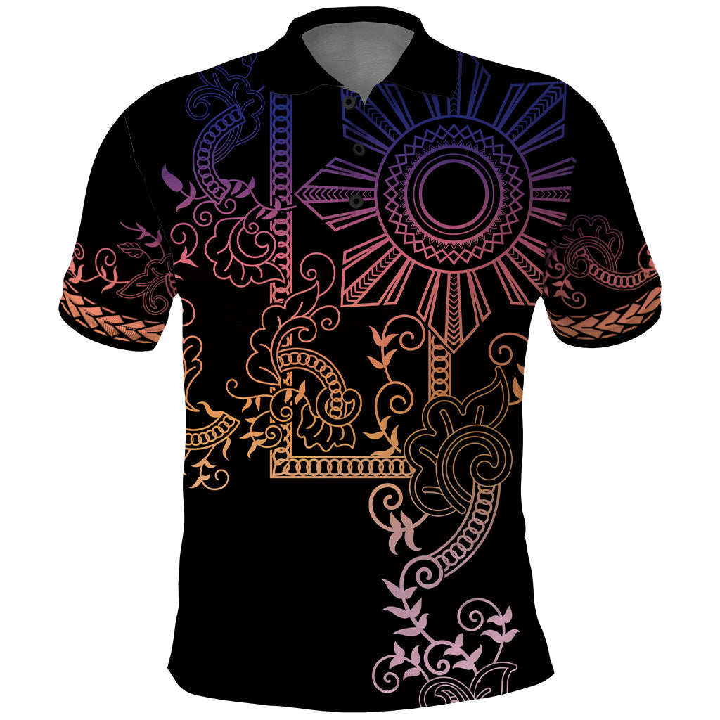 Filipino Sun Tribal Tattoo Polo Shirt Philippines Inspired Barong Pink Art