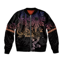 Filipino Sun Tribal Tattoo Sleeve Zip Bomber Jacket Philippines Inspired Barong Pink Art