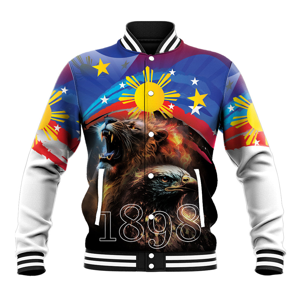 Philippines Lion and Eagle 1898 Baseball Jacket Pilipinas Maligayang Araw ng Kalayaan LT9 Unisex Black - Polynesian Pride