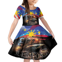 Philippines Lion and Eagle 1898 Family Matching Long Sleeve Bodycon Dress and Hawaiian Shirt Pilipinas Maligayang Araw ng Kalayaan LT9 Daughter's Dress Black - Polynesian Pride