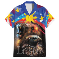 Philippines Lion and Eagle 1898 Family Matching Puletasi and Hawaiian Shirt Pilipinas Maligayang Araw ng Kalayaan LT9 Dad's Shirt - Short Sleeve Black - Polynesian Pride