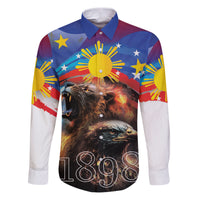 Philippines Lion and Eagle 1898 Family Matching Puletasi and Hawaiian Shirt Pilipinas Maligayang Araw ng Kalayaan LT9 Dad's Shirt - Long Sleeve Black - Polynesian Pride