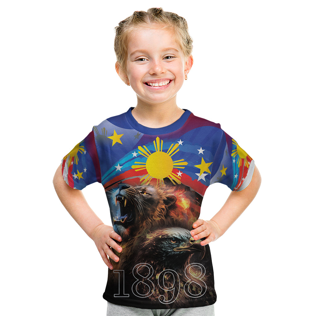 Philippines Lion and Eagle 1898 Kid T Shirt Pilipinas Maligayang Araw ng Kalayaan LT9 Black - Polynesian Pride