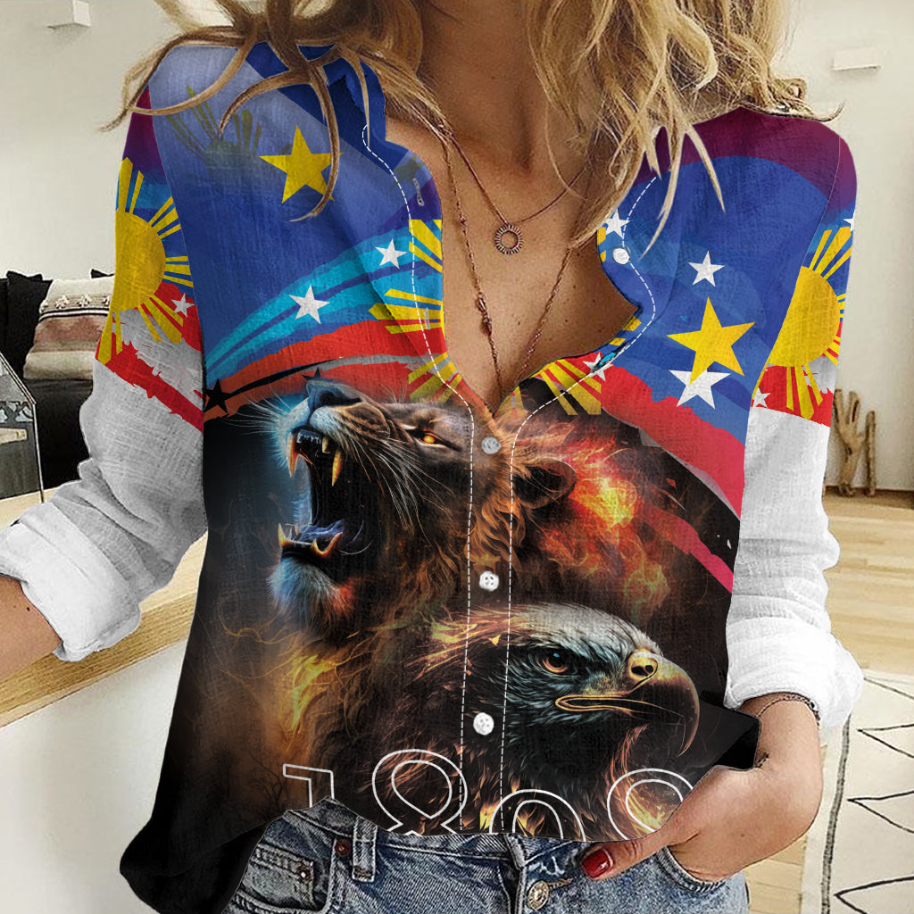 Philippines Lion and Eagle 1898 Women Casual Shirt Pilipinas Maligayang Araw ng Kalayaan