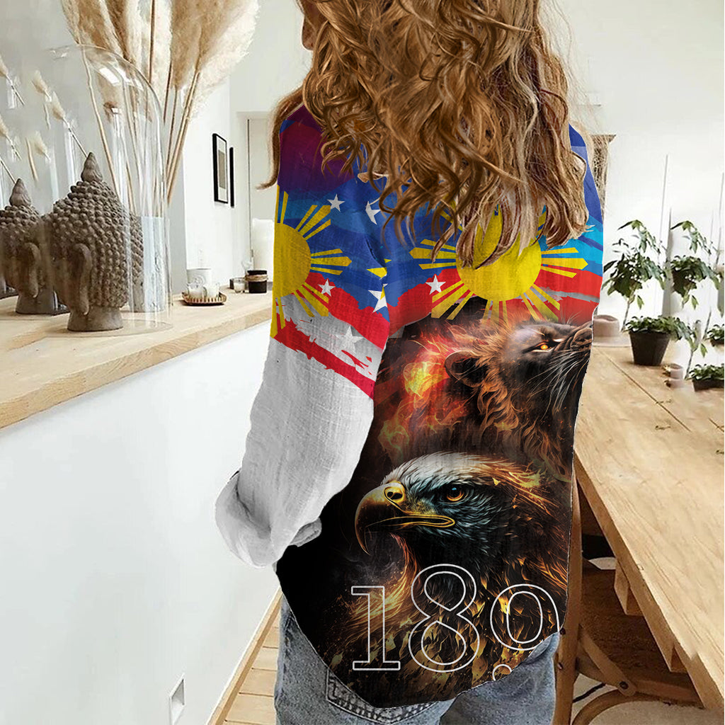Philippines Lion and Eagle 1898 Women Casual Shirt Pilipinas Maligayang Araw ng Kalayaan