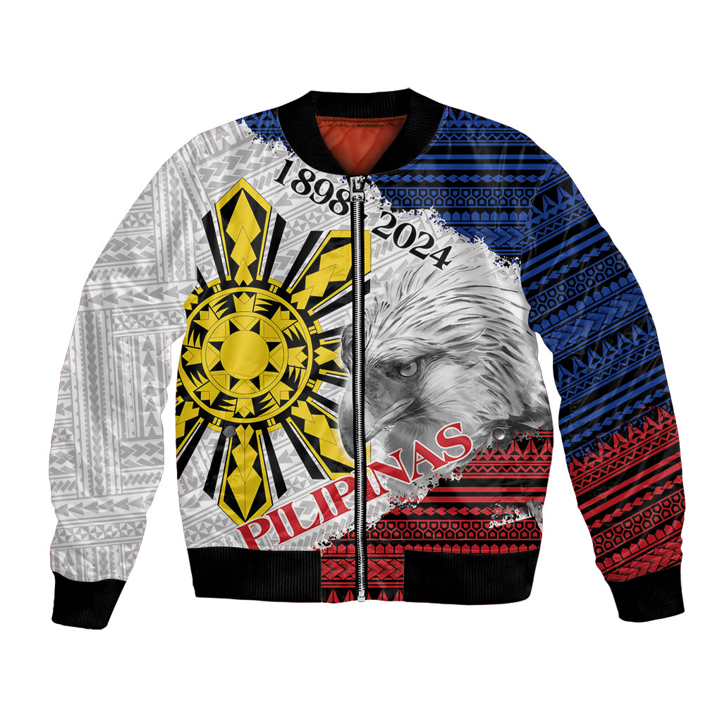 Philippines 126th Independence Day Bomber Jacket Pilipinas Hunyo 12 Maligayang Araw ng Kalayaan LT9 Unisex White - Polynesian Pride