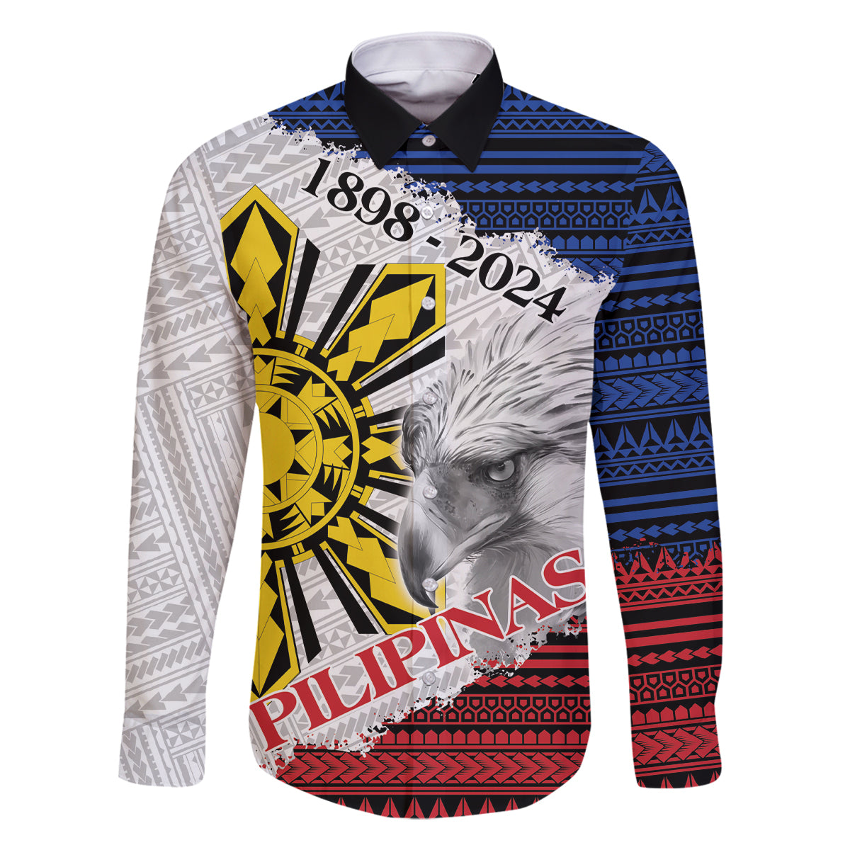 Philippines 126th Independence Day Family Matching Long Sleeve Bodycon Dress and Hawaiian Shirt Pilipinas Hunyo 12 Maligayang Araw ng Kalayaan LT9 Dad's Shirt - Long Sleeve White - Polynesian Pride