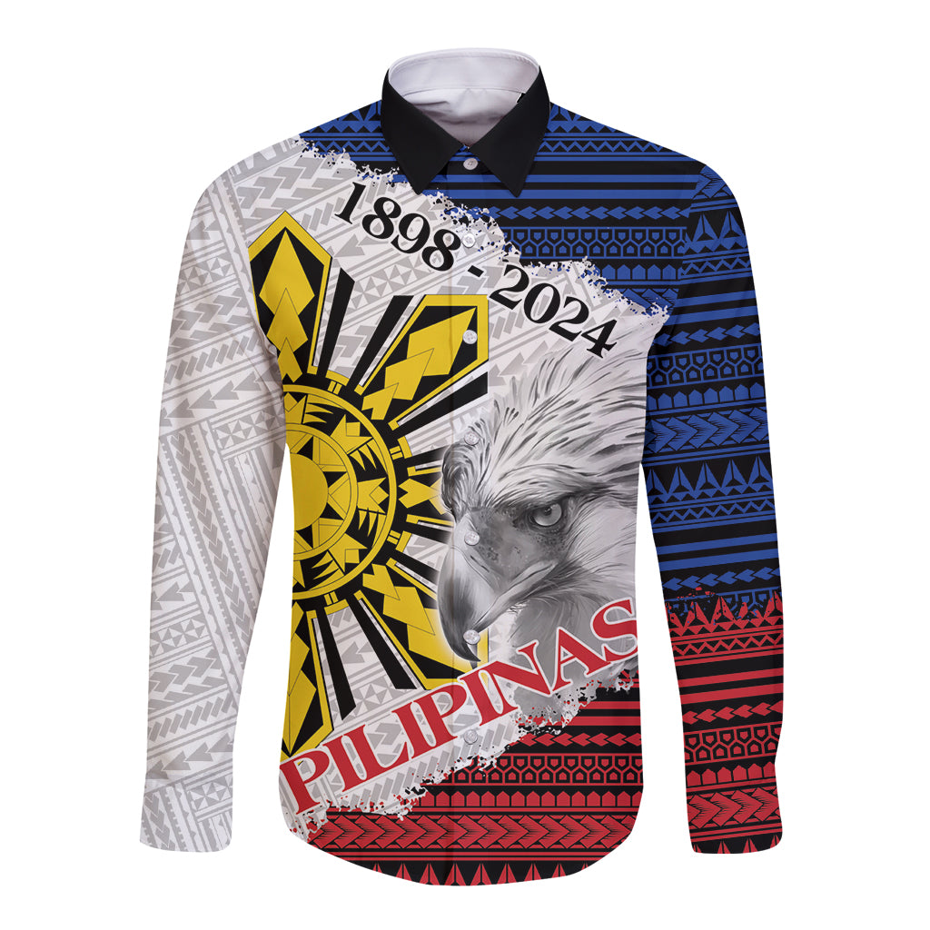 Philippines 126th Independence Day Long Sleeve Button Shirt Pilipinas Hunyo 12 Maligayang Araw ng Kalayaan LT9 Unisex White - Polynesian Pride