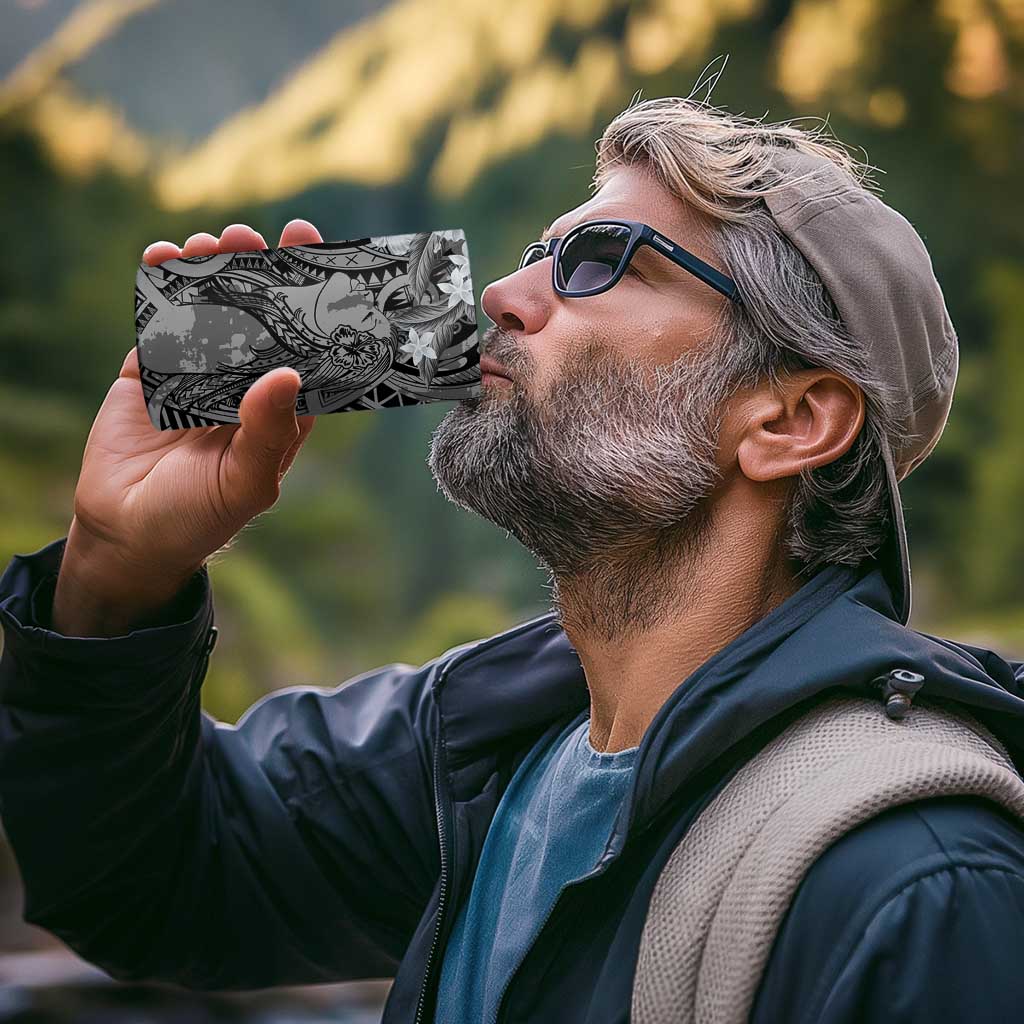 Pacific Beauty Girl 4 in 1 Can Cooler Tumbler Black Polyneisan Tribal Vintage Motif