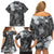Pacific Beauty Girl Family Matching Off Shoulder Short Dress and Hawaiian Shirt Black Polyneisan Tribal Vintage Motif