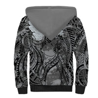 Pacific Beauty Girl Sherpa Hoodie Black Polyneisan Tribal Vintage Motif