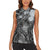 Pacific Beauty Girl Women Sleeveless Polo Shirt Black Polyneisan Tribal Vintage Motif