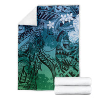 Pacific Beauty Girl Blanket Blue Polyneisan Tribal Vintage Motif