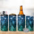 Pacific Beauty Girl 4 in 1 Can Cooler Tumbler Blue Polyneisan Tribal Vintage Motif