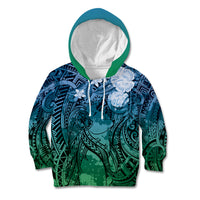 Pacific Beauty Girl Kid Hoodie Blue Polyneisan Tribal Vintage Motif