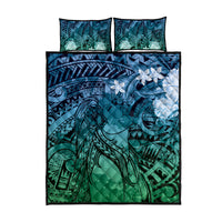 Pacific Beauty Girl Quilt Bed Set Blue Polyneisan Tribal Vintage Motif
