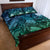 Pacific Beauty Girl Quilt Bed Set Blue Polyneisan Tribal Vintage Motif