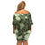 Pacific Beauty Girl Family Matching Off Shoulder Short Dress and Hawaiian Shirt Green Polyneisan Tribal Vintage Motif