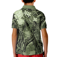 Pacific Beauty Girl Kid Polo Shirt Green Polyneisan Tribal Vintage Motif