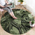 Pacific Beauty Girl Round Carpet Green Polyneisan Tribal Vintage Motif
