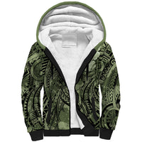 Pacific Beauty Girl Sherpa Hoodie Green Polyneisan Tribal Vintage Motif