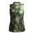 Pacific Beauty Girl Women Sleeveless Polo Shirt Green Polyneisan Tribal Vintage Motif