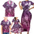 Pacific Beauty Girl Family Matching Short Sleeve Bodycon Dress and Hawaiian Shirt Pink Polyneisan Tribal Vintage Motif
