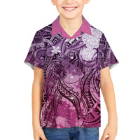 Pacific Beauty Girl Kid Hawaiian Shirt Pink Polyneisan Tribal Vintage Motif