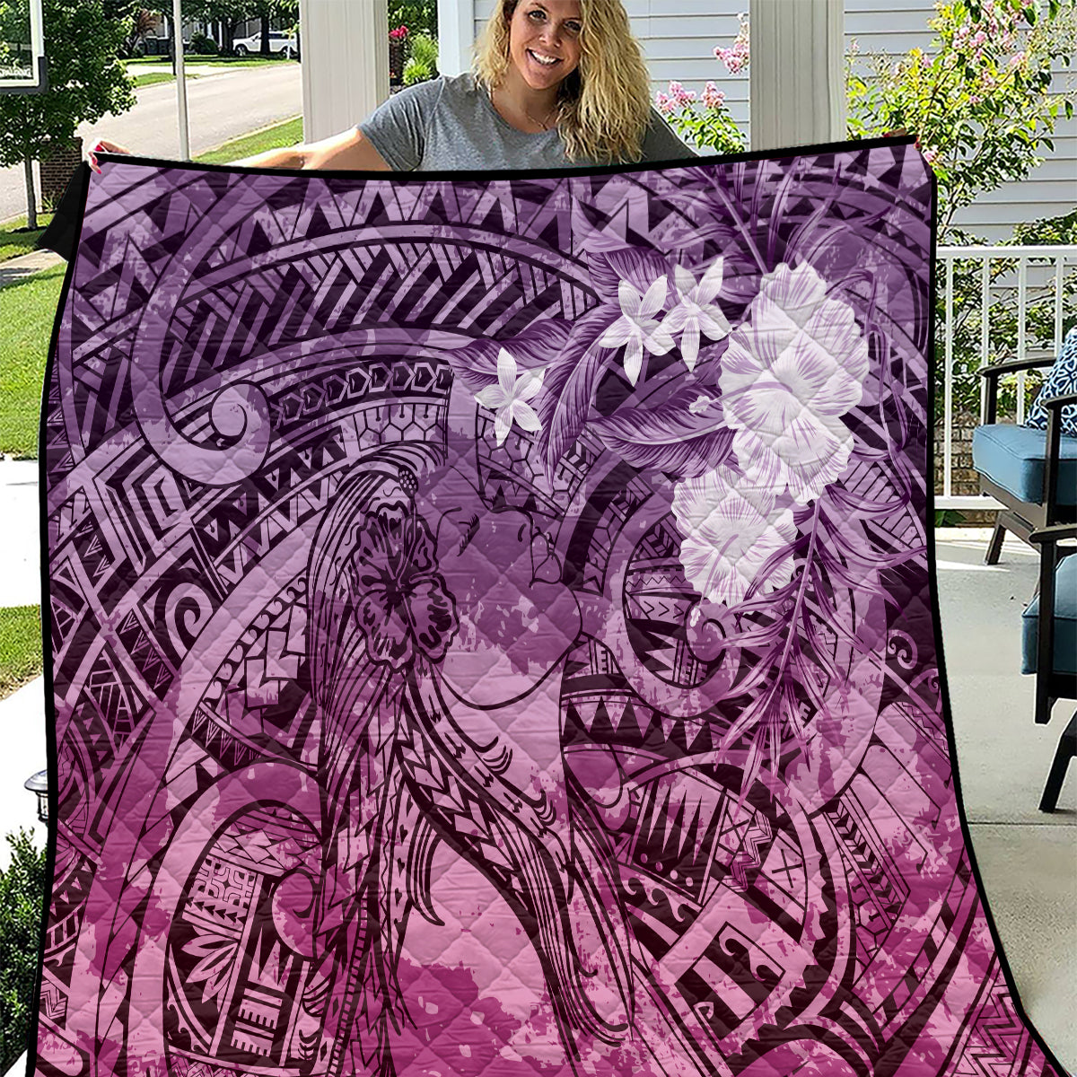 Pacific Beauty Girl Quilt Pink Polyneisan Tribal Vintage Motif LT9 Pink - Polynesian Pride
