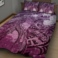 Pacific Beauty Girl Quilt Bed Set Pink Polyneisan Tribal Vintage Motif