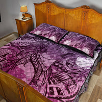 Pacific Beauty Girl Quilt Bed Set Pink Polyneisan Tribal Vintage Motif