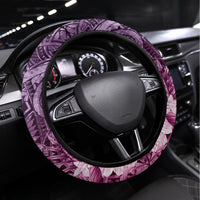 Pacific Beauty Girl Steering Wheel Cover Pink Polyneisan Tribal Vintage Motif